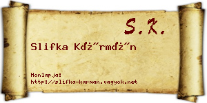 Slifka Kármán névjegykártya